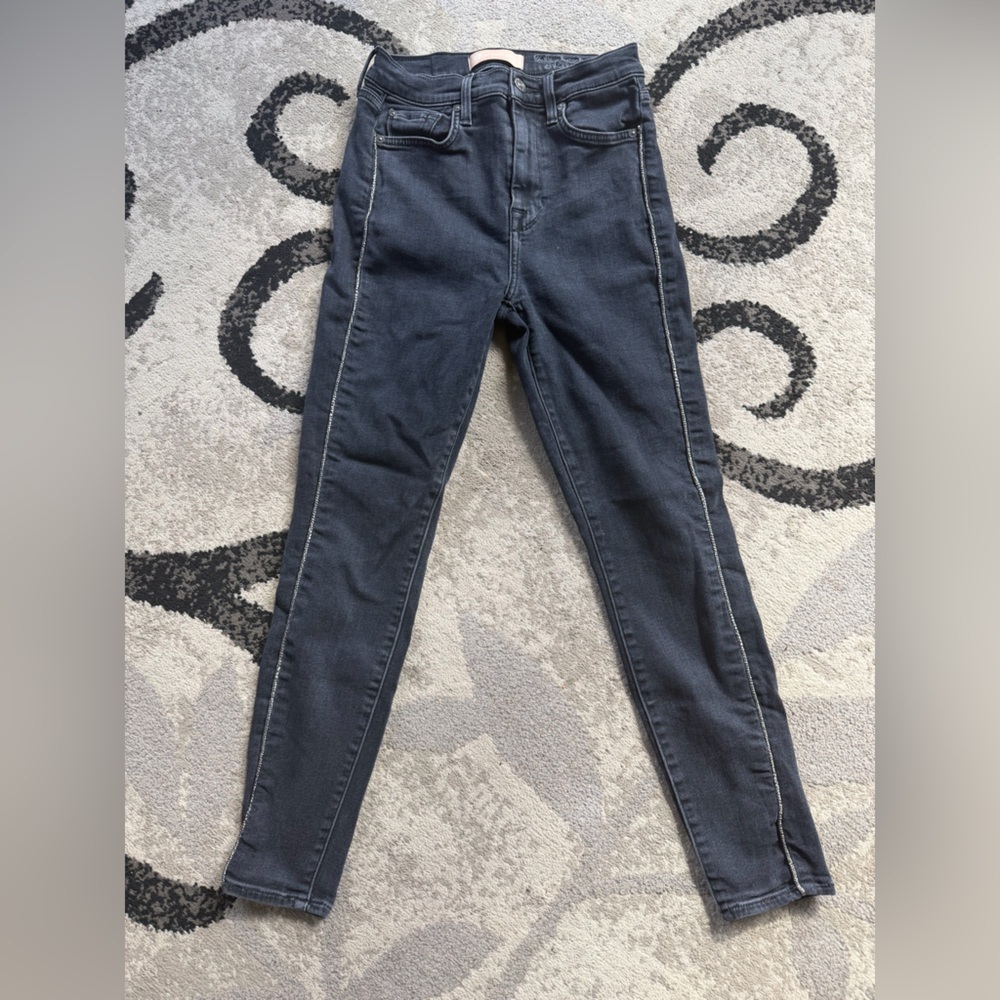 7 for all mankind black jeans stretchy stripe the high waist ankle jeans